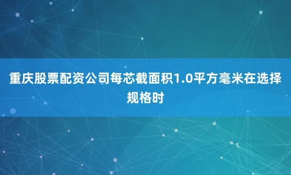 重庆股票配资公司每芯截面积1.0平方毫米在选择规格时