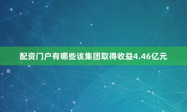 配资门户有哪些该集团取得收益4.46亿元
