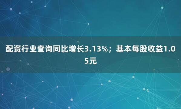 配资行业查询同比增长3.13%；基本每股收益1.05元